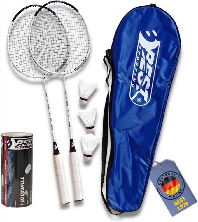 Best Sporting Badminton Set, 2 Schläger, Bälle, Tasche