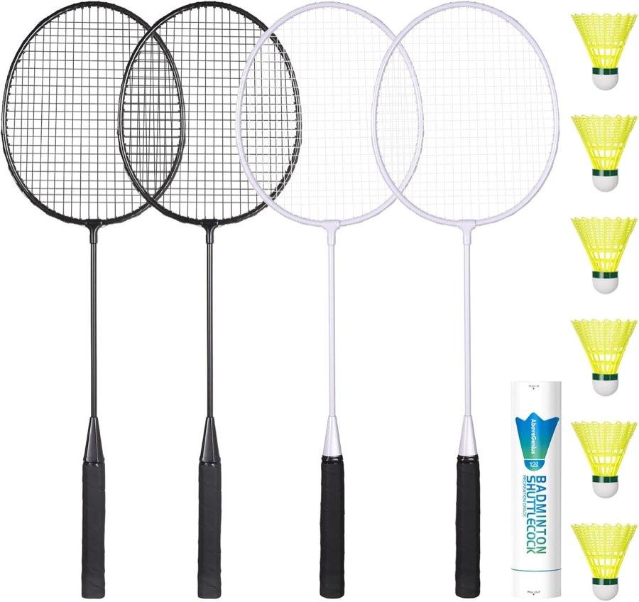 AboveGenius Badminton Schläger Set mit Federbällen