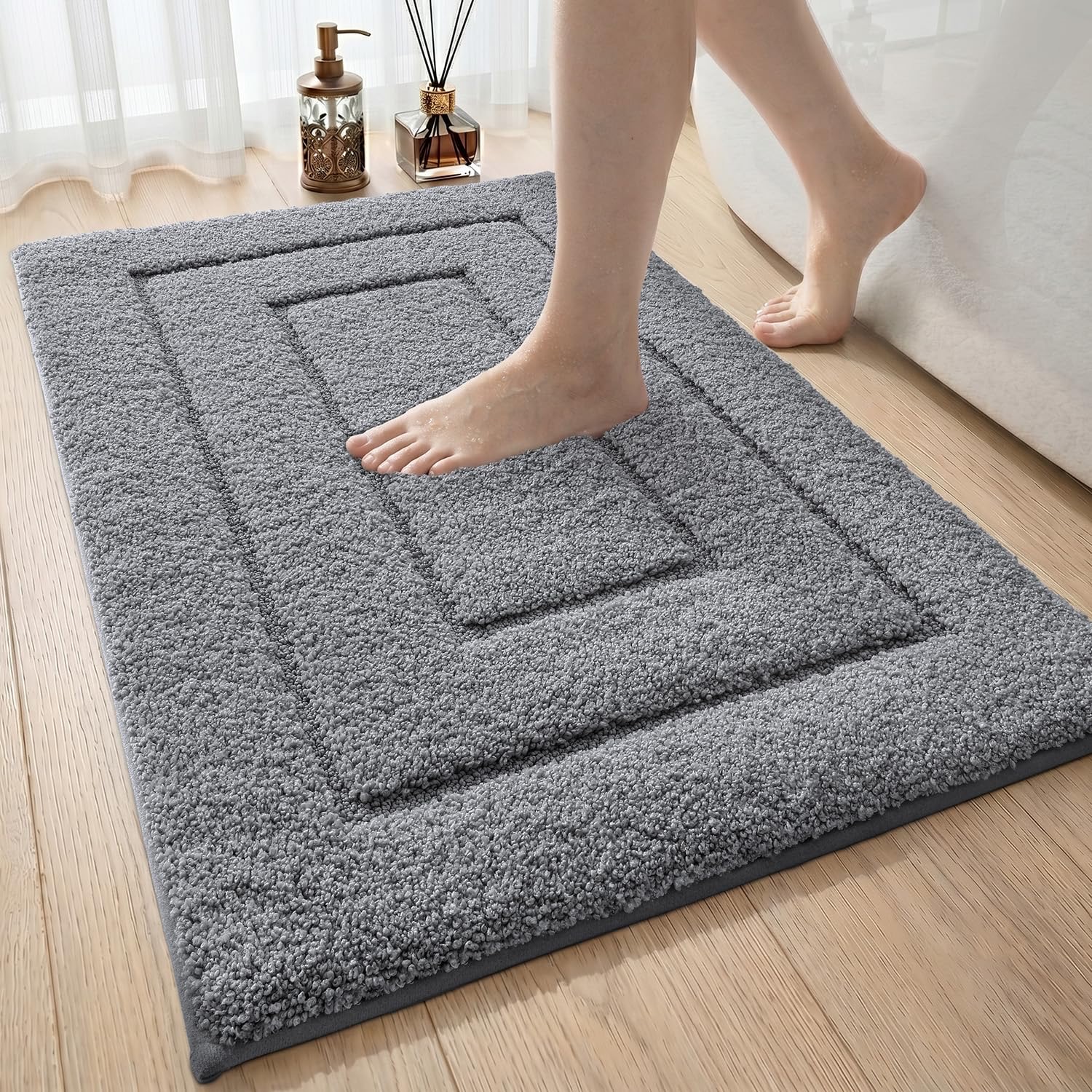 DEXI Badematte Mikrofaser, Grau, 40 × 60 cm