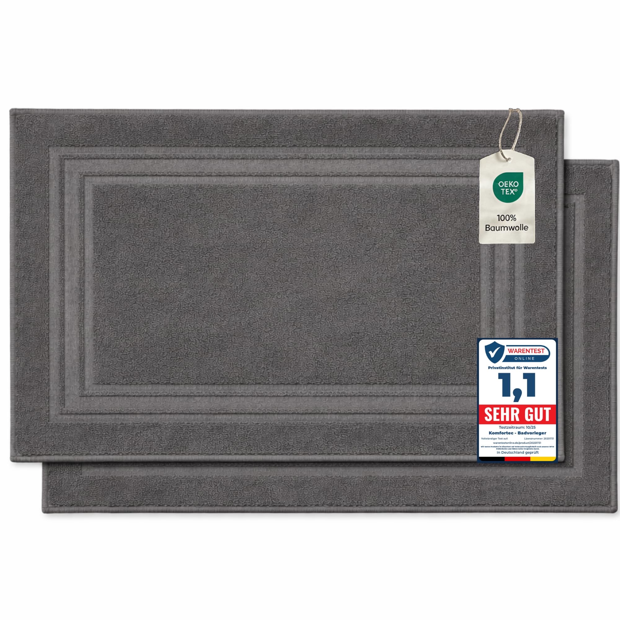 Komfortec 2er Badvorleger Anthrazit, 50 × 70 cm