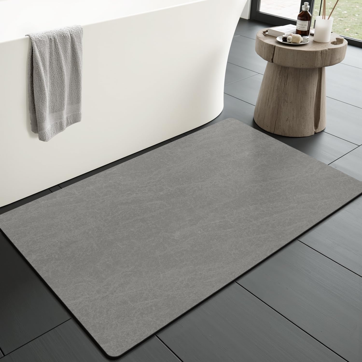 KAZOLEN Badematte, Grau, 40 × 60 cm