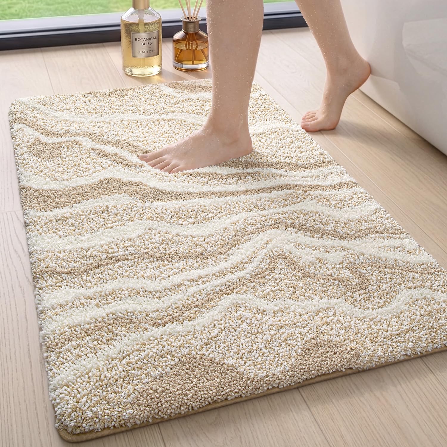 DEXI Badezimmerteppich, Beige, 50 × 80 cm