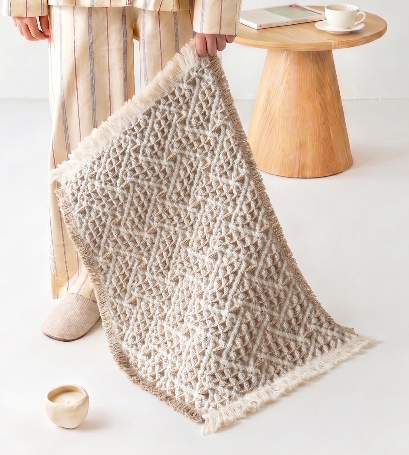 KTOPCOO Badematte 3D, Crème-Beige, 50 × 80 cm