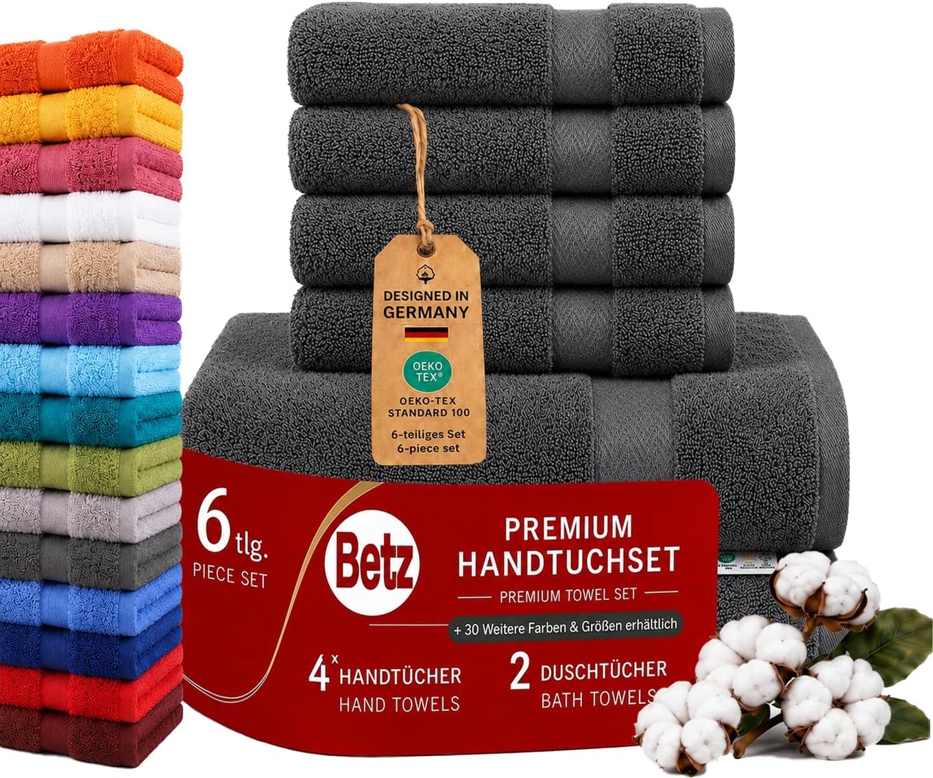 Betz Premium 6er Handtuch-Set Anthrazit