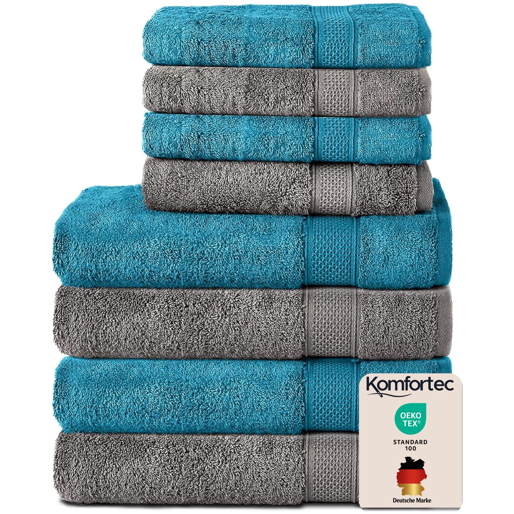 Komfortec 8er Set, Anthrazit/Türkis