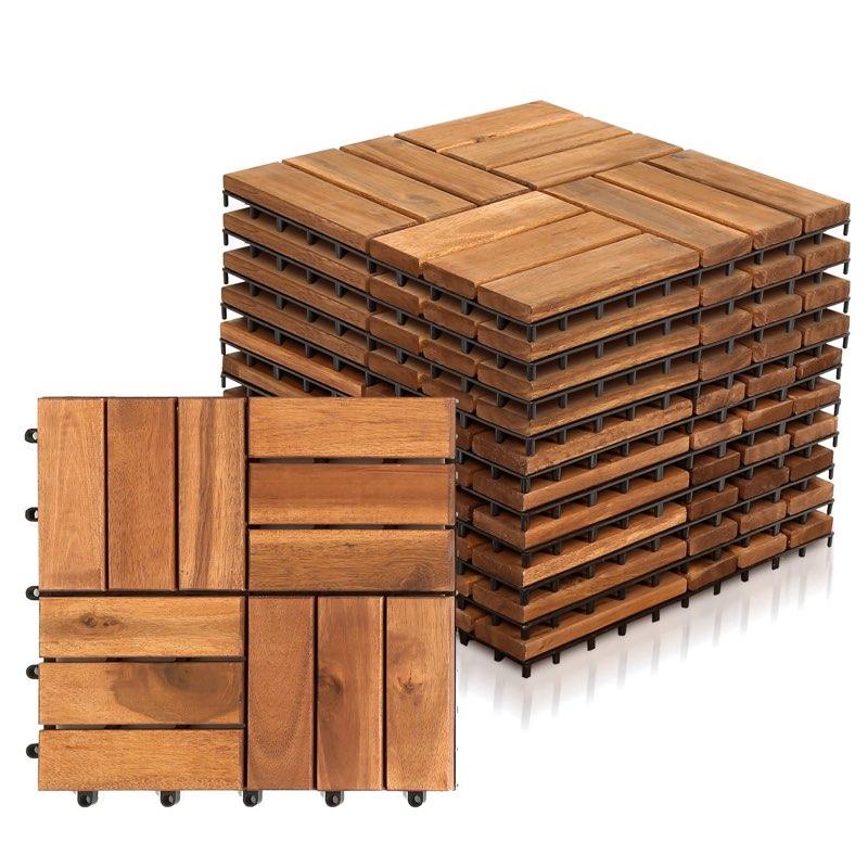 Vigevee Holzfliesen Akazie 1 m² 12 Latten