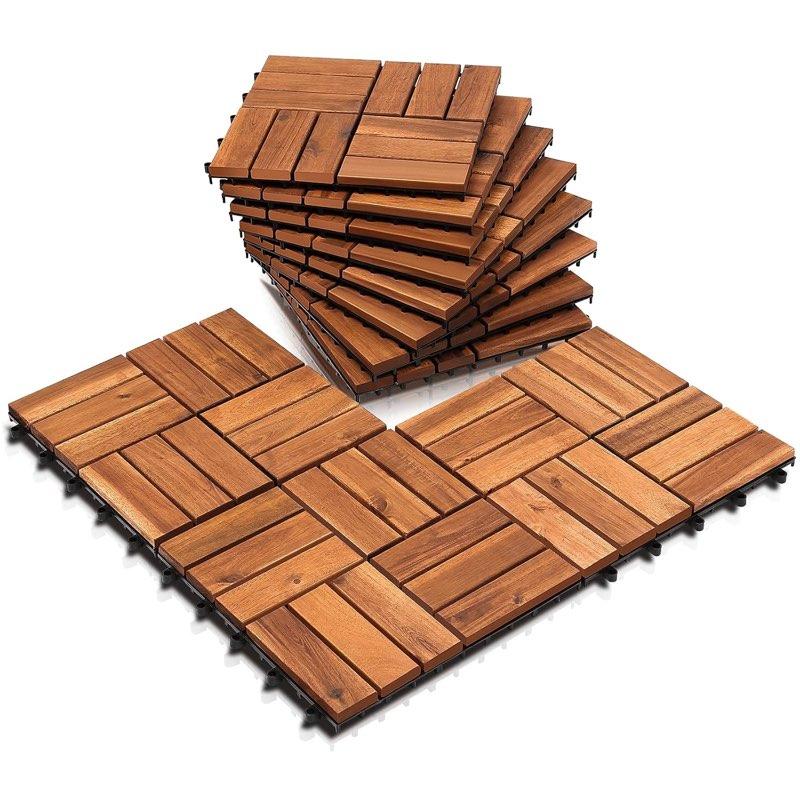 ISOISL Holzfliesen Akazie 1 m² 12 Latten