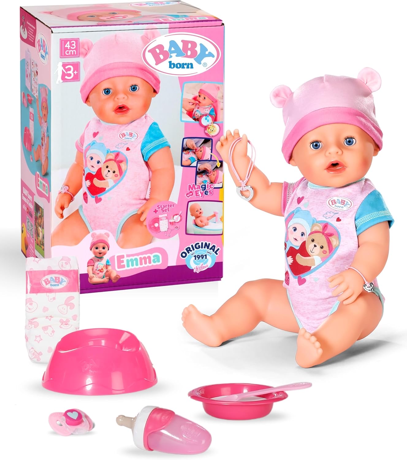 BABY born Emma 43 cm, 10 Funktionen – Testsieger Baby Born