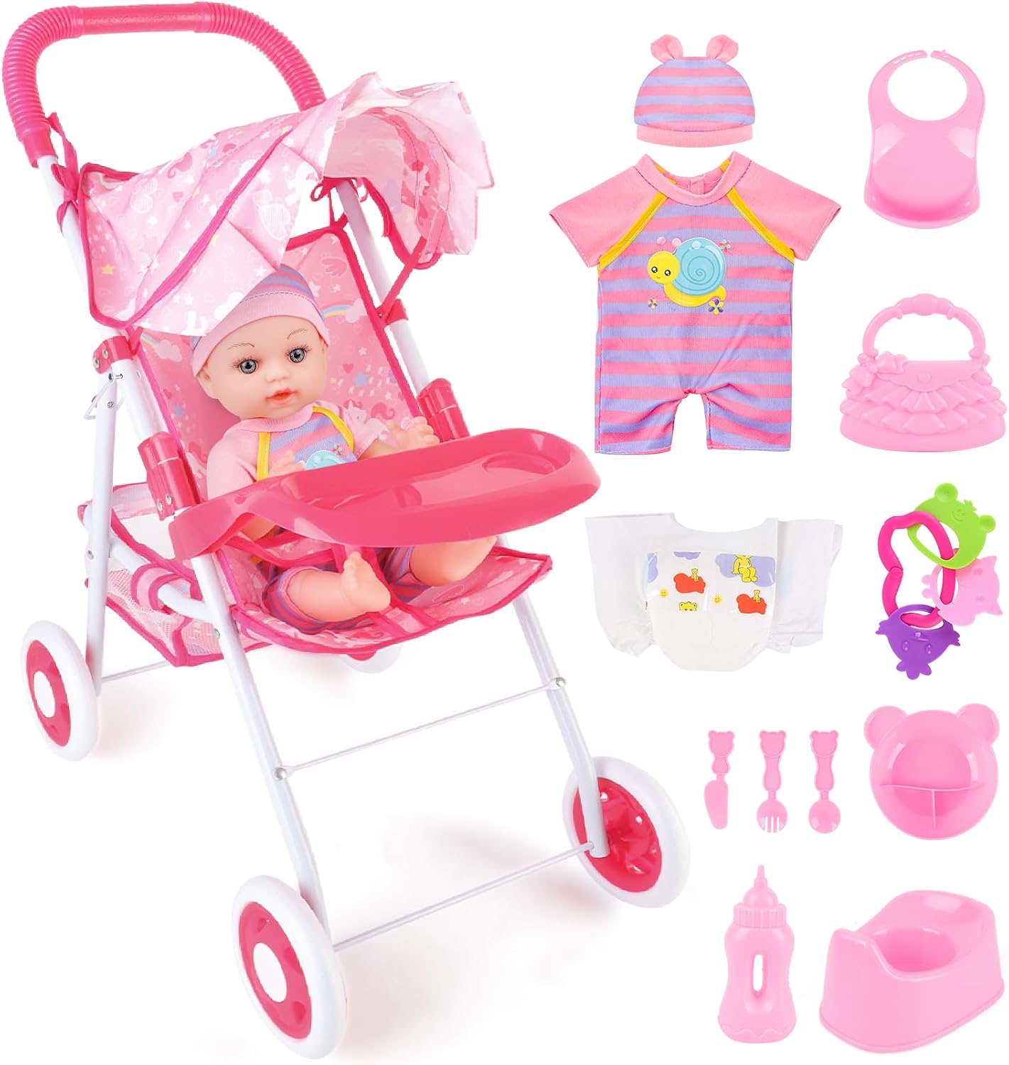deAO Puppenwagen-Set