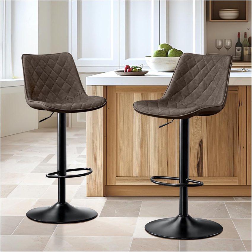 STOOLINK Barhocker 2er Set mit Lehne braun