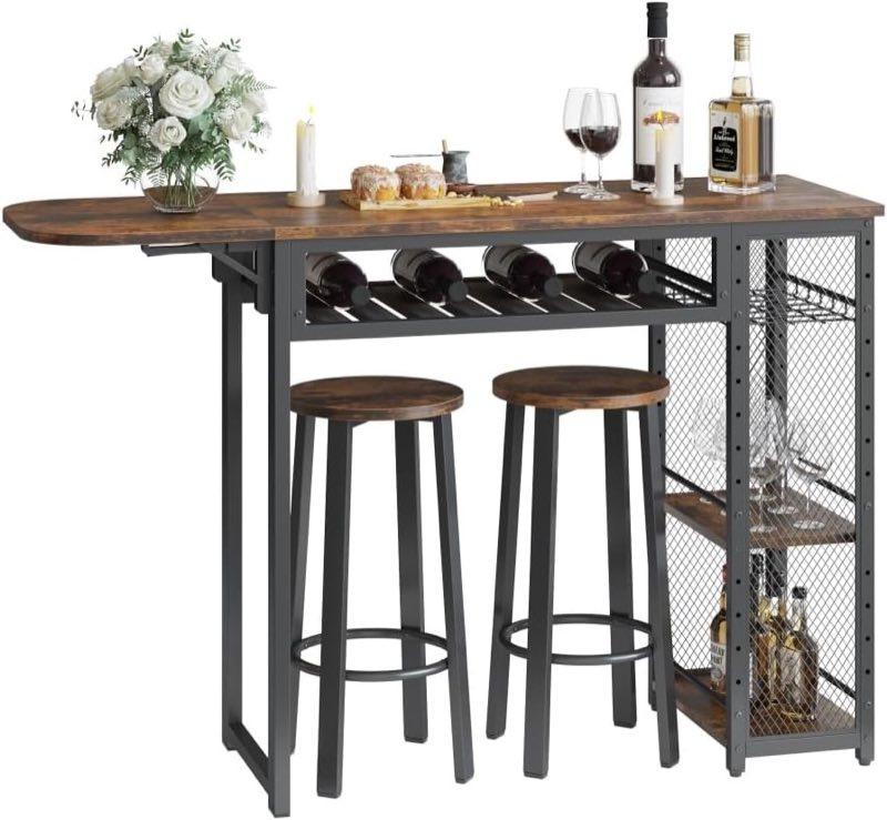 Bestier Bartisch-Set 140 × 40 × 91 cm mit 2 Hockern