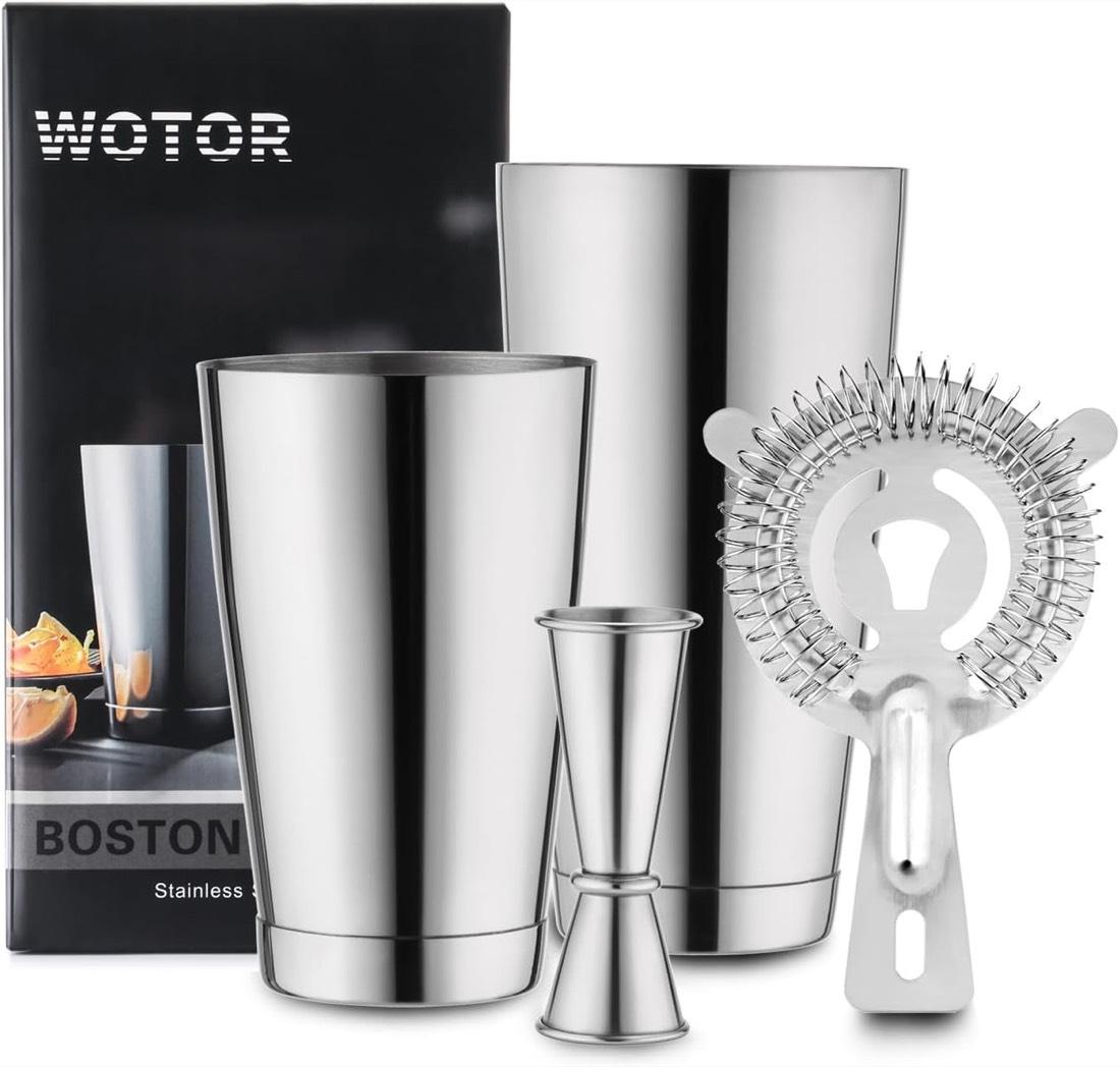 WOTOR Boston-Set mit Sieb und Jigger