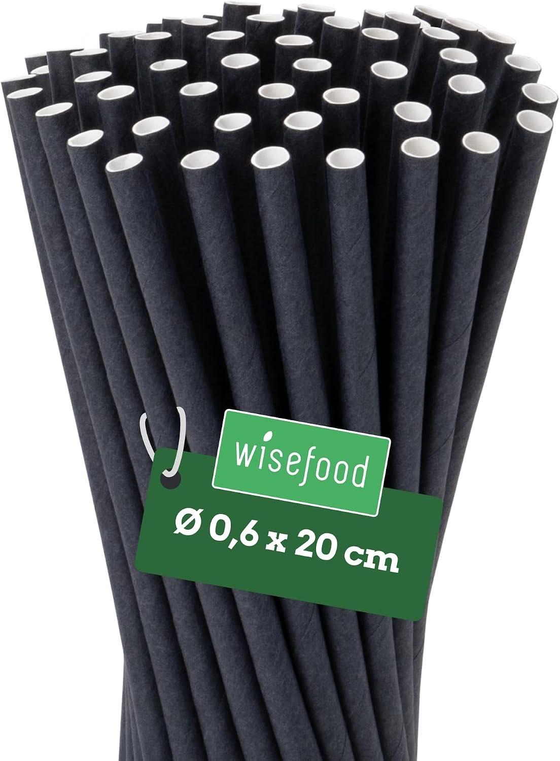 Wisefood 500er 20 cm Ø 6 schwarz – Testsieger im Papierstrohhalm-Vergleich