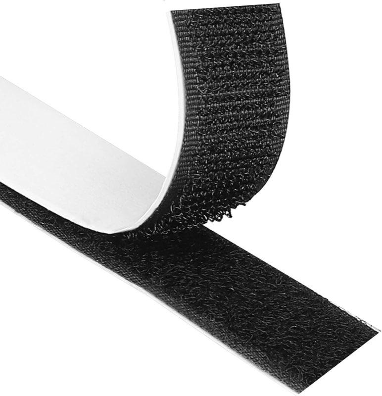 Blooven Klettband selbstklebend, 20 mm × 8 m, schwarz
