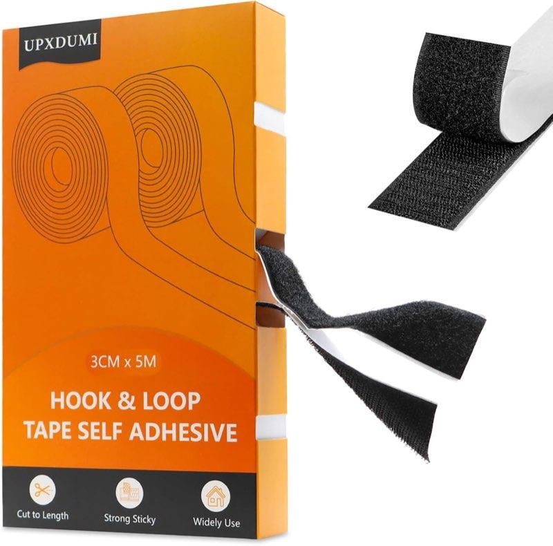 UPXDUMI Klettband selbstklebend, 30 mm × 5 m, schwarz