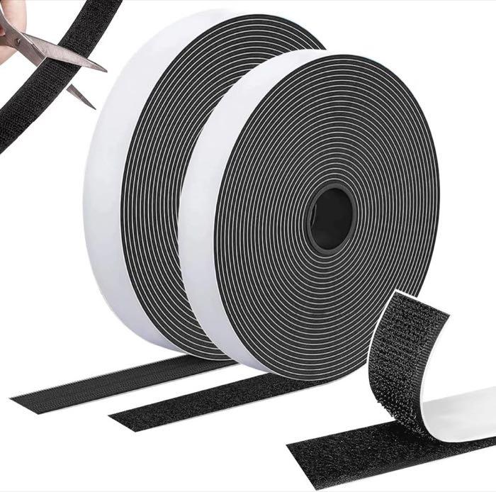 AIMAX Klettband selbstklebend, 20 mm × 10 m, schwarz