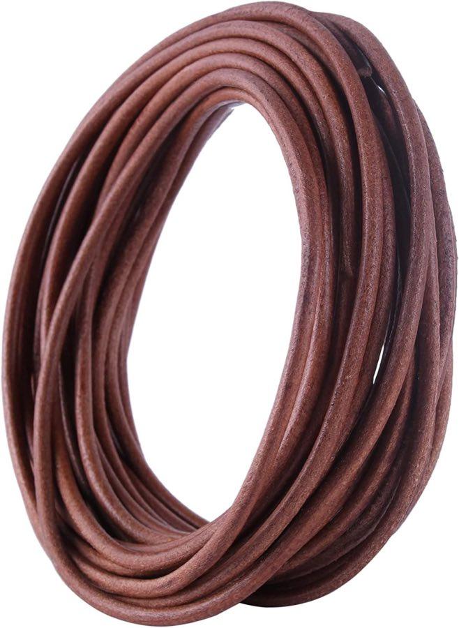 KONMAY Lederschnur rund 5 mm, dunkle Natur