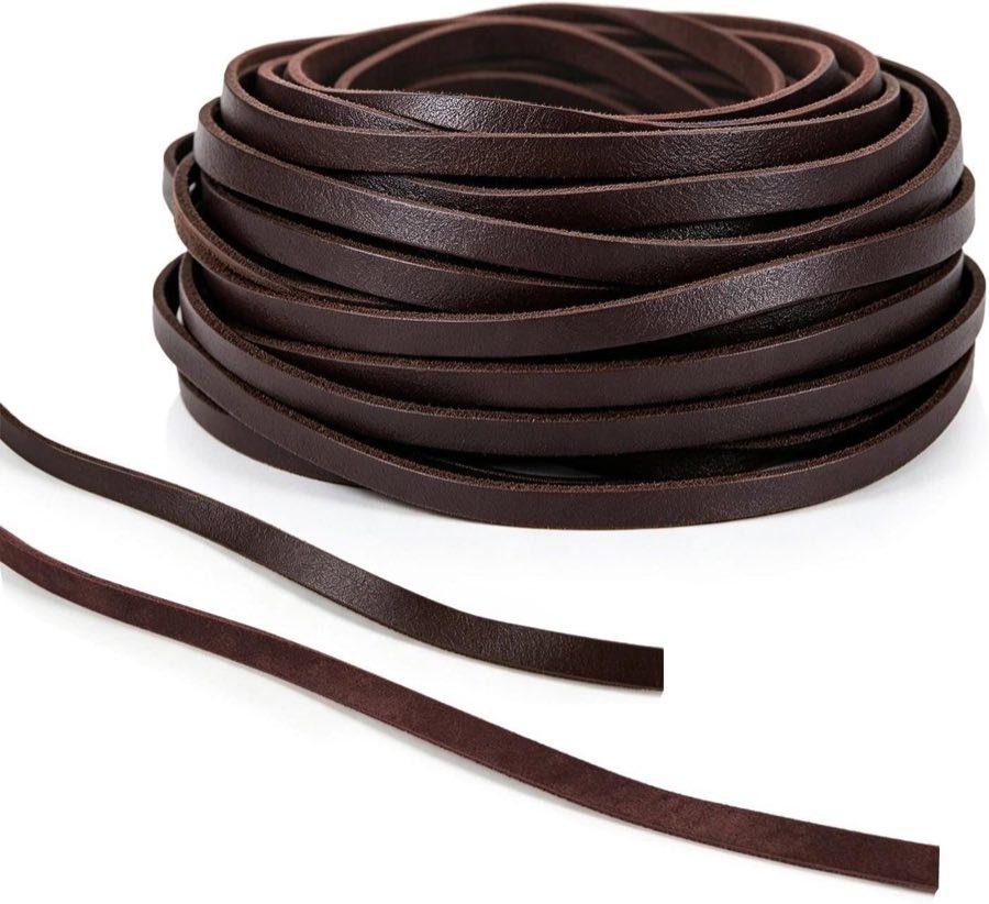 PDKKFF PU-Lederband flach 12 m × 5 mm braun
