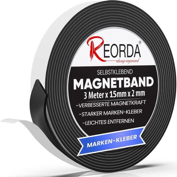 Reorda REORDA Magnetband selbstklebend, 3 m x 15 mm x 2 mm