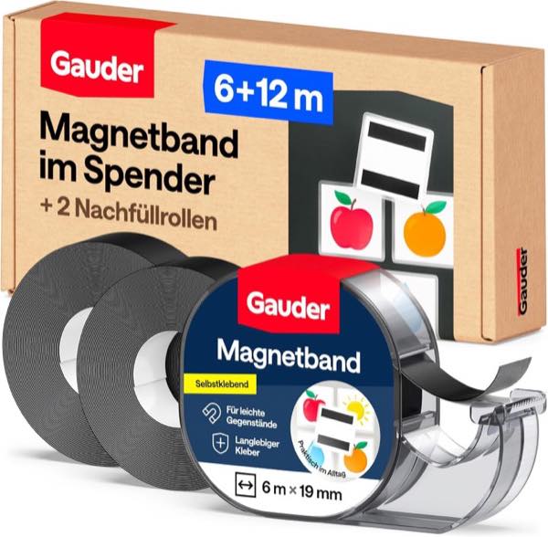 GAUDER Magnetband im Spender plus zwei Nachfüllrollen