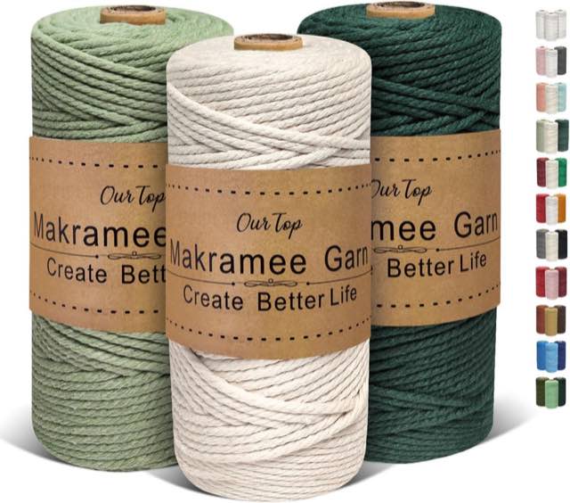 OurTop Makramee-Garn 3er-Set 3 mm