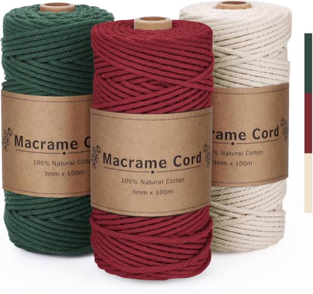 PUWOWYE Makramee-Garn 3er-Set 3 mm
