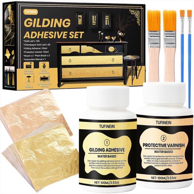 Tufinein Blattgold-Set, 150 Blatt in zwei Tönen