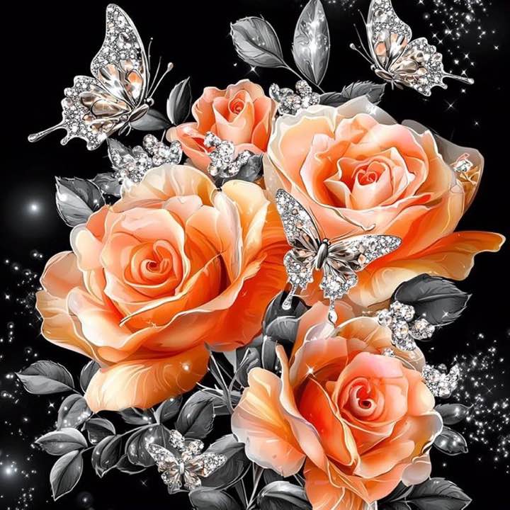 MAXBYE Diamond Painting Orange Rose, 30×30 cm