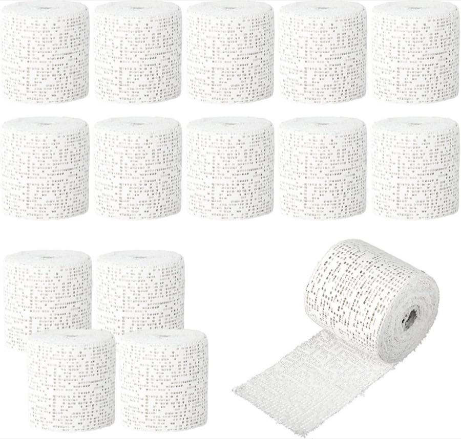 15 Stück Gipsbinden Set, 5cm x 270cm, weiß
