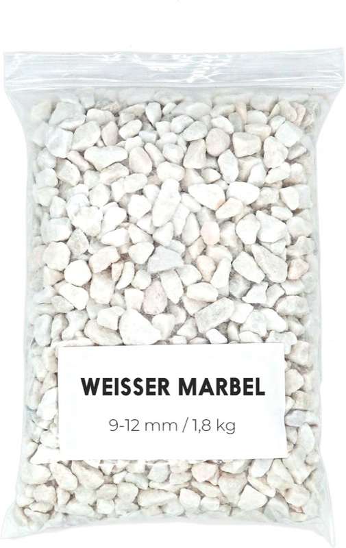 Kies weiß 1,8 kg, 9-12 mm, Kieselsteine für Aquarium und Außenbereich
