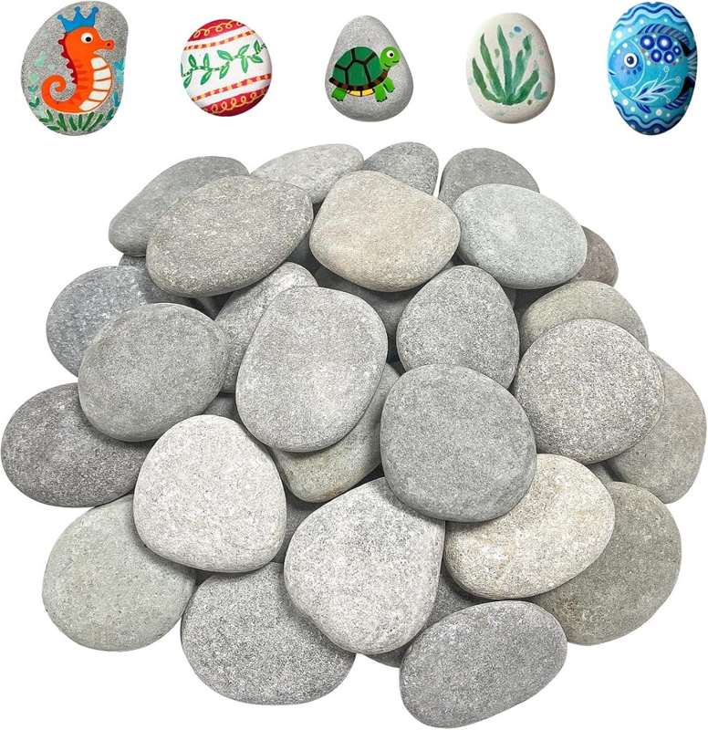 25 Stück flache Steine zum Bemalen, 4-6 cm