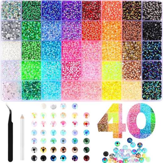 Zefy Jelly-Strasssteine, 32.000 Stück, 40 Farben