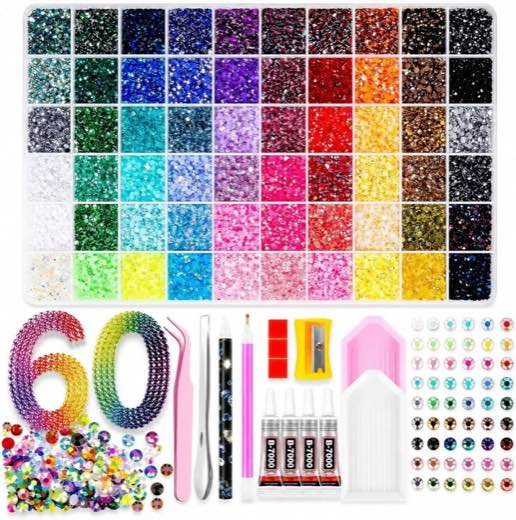 woeaozy woeaozy Strasssteine, 48.000 Stück, 60 Farben - Produktbild