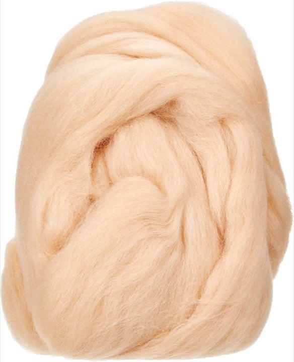 Rayher Schurwolle Kammzug, 50 g, hell beige