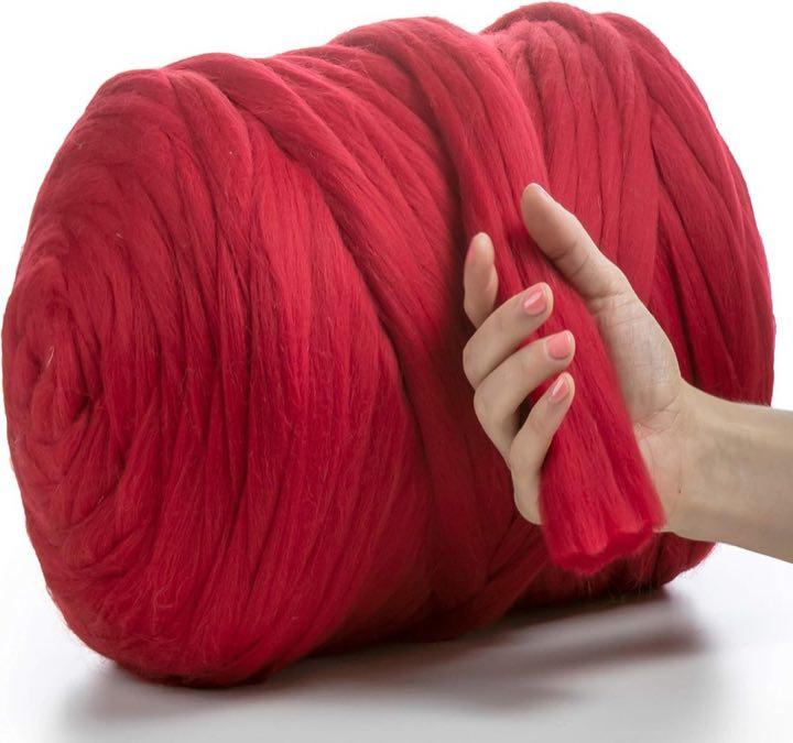 MeriWoolArt XXL Merino Wolle, extra dickes Filzgarn, Rot, 100 g