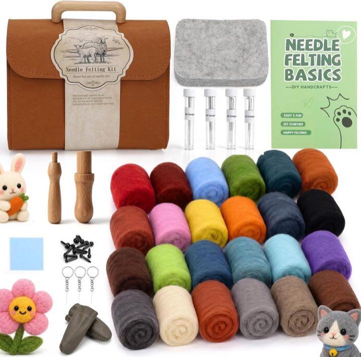 YNOYMO Nadelfilz-Set, 24 Farben à 5 g