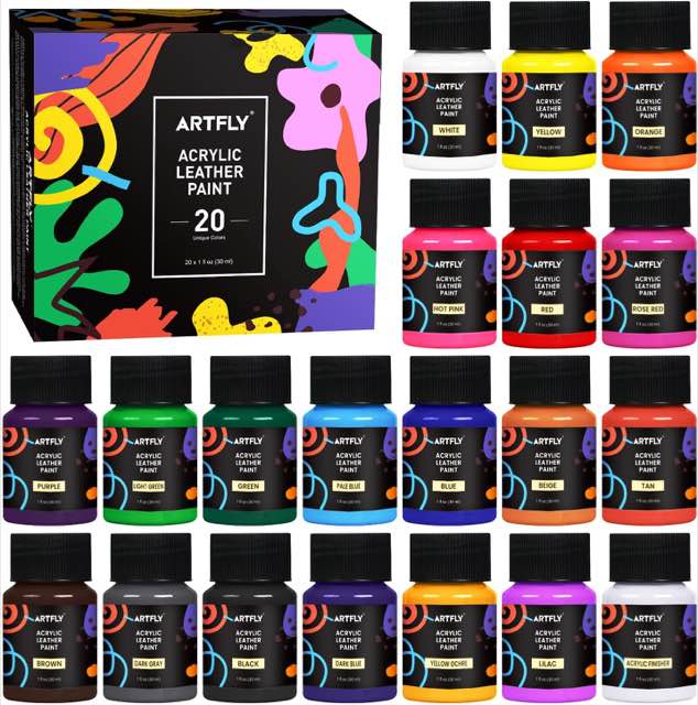 ARTFLY Acryl-Lederfarben-Set, 19 Farben plus Finisher