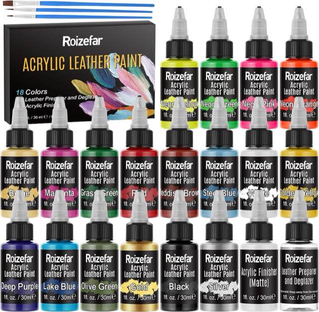 Roizefar Roizefar Acryl-Lederfarbe, 18 Farben mit Reiniger und Versiegler