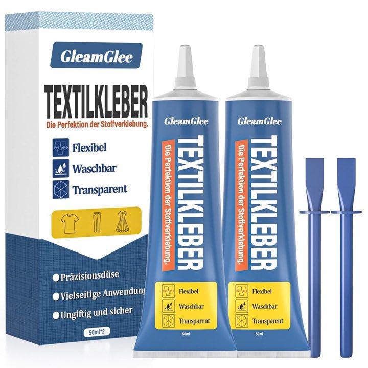 GleamGlee 100 ml Textilkleber, wasch- und bügelbeständig, Stoffkleber