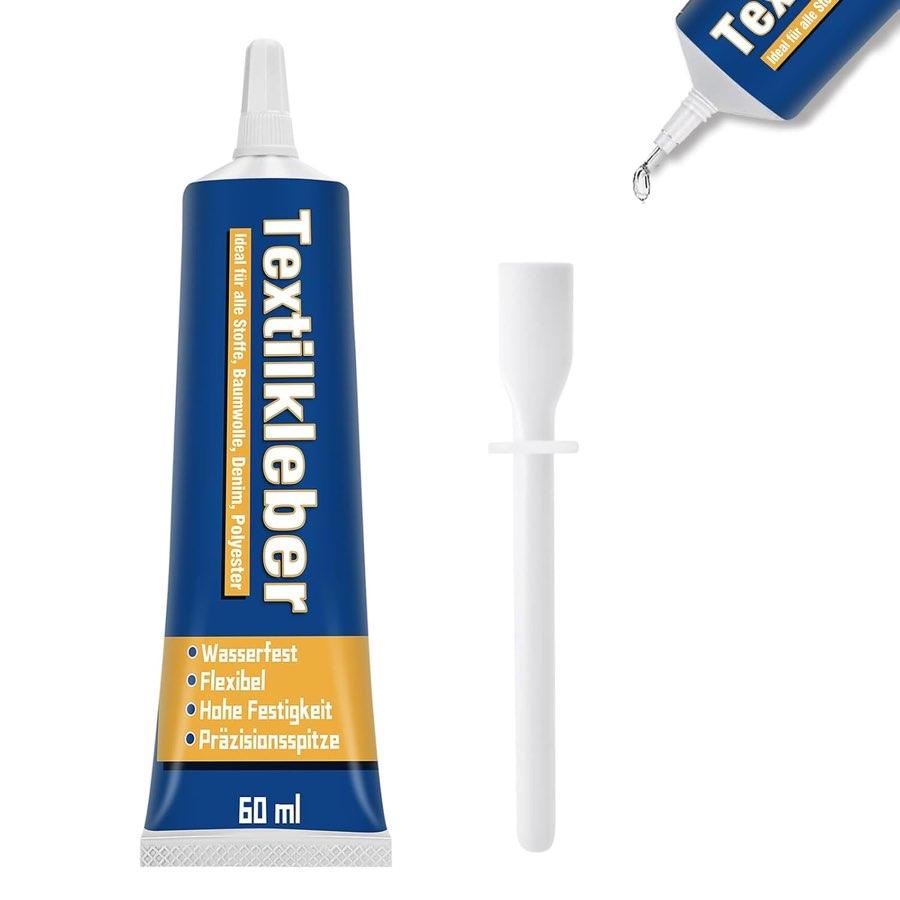 Textilkleber waschmaschinenfest, flexibel, 60 ml, für Baumwolle, Leder, Denim und Polyester