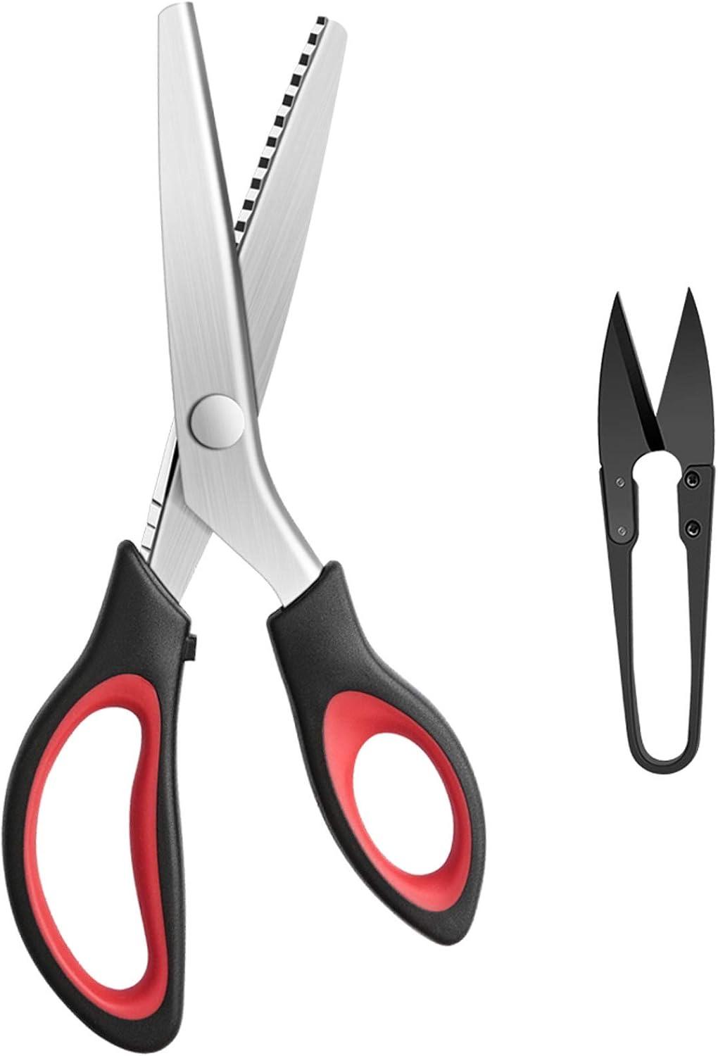 KUONIIY Zickzackschere, 9 Zoll, Schwarz Rot