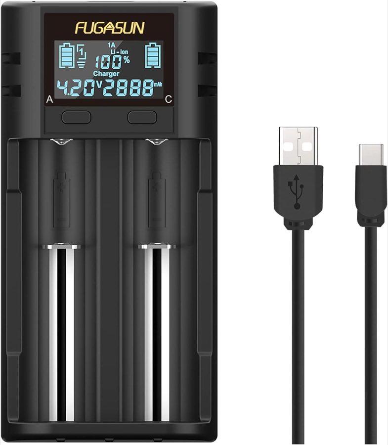 FUGASUN LCD-Ladegerät 18650/21700, Schacht 75 mm