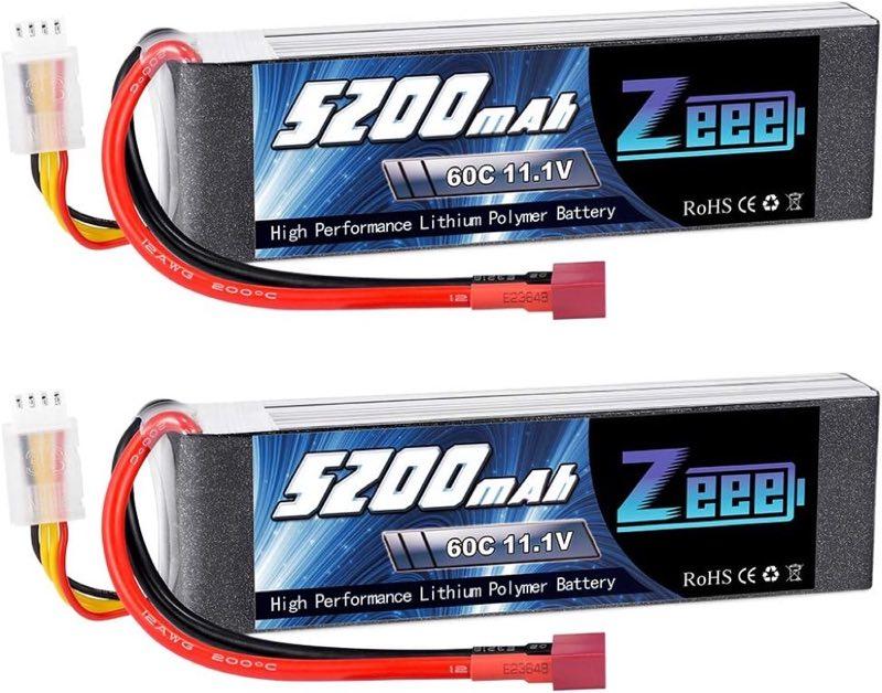 Zeee 3S LiPo Akku 11,1V 5200mAh 60C RC Batterie mit T Stecker(2 Packungen)