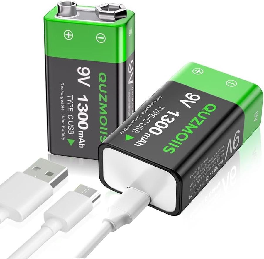 QUZMOIIS 9V-Li-Ion, 1300 mAh, 2 Stück