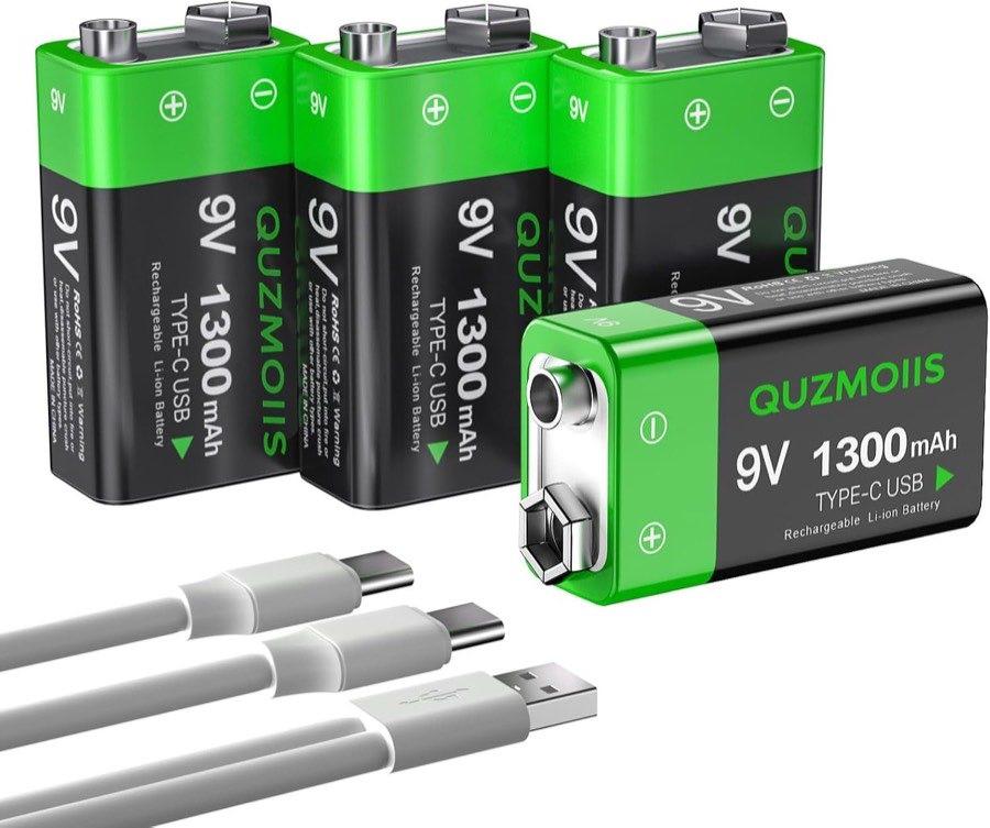 QUZMOIIS 9V-Li-Ion, 1300 mAh, 4 Stück