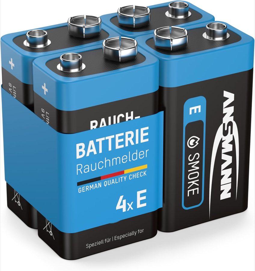 4 ANSMANN Lithium longlife Rauchmelder 9V Block Batterien - Premium Qualität für höhere Leistung, 9V Batterie ideal für Feuermelder, Bewegungsmelder, Alarmanlagen & Kohlenmonoxid Warnmelder