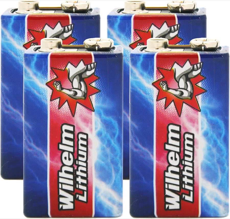 4 x Wilhelm Lithium 9V Block Batterie Rauchmelder Feuermelder 6LR61 9 Volt Batterien Longlife