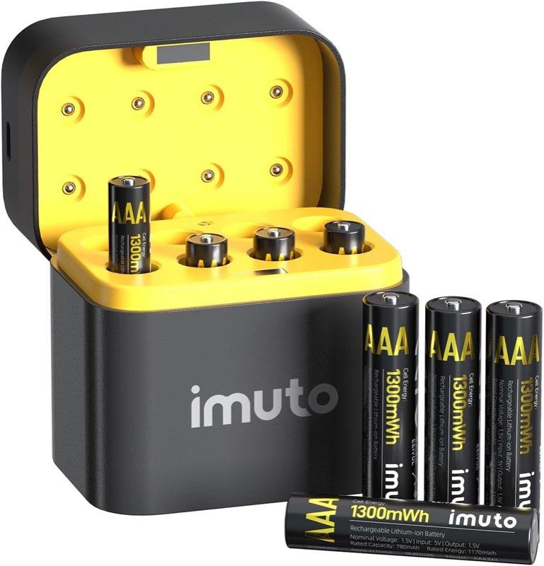 imuto AAA Lithium 1,5 V, 8 Stück mit Ladebox