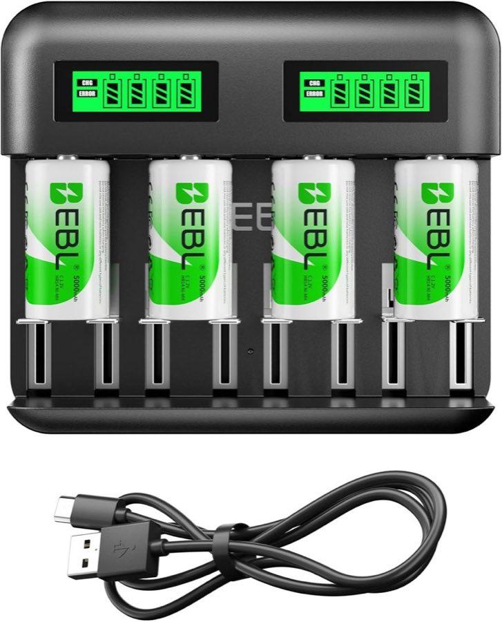 EBL USB-C-Set mit 4 C-Akkus
