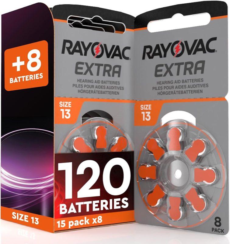 120 Hörgerätebatterien Rayovac Extra 13 PR48 Orange + 8 Udivita-Batterien